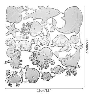แม่แบบโลหะตัดกระดาษรูปสัตว์ทะเลสําหรับตกแต่งสมุดภาพ 2J`