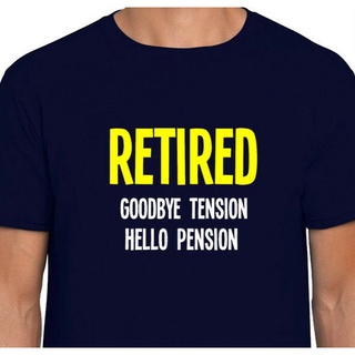 คอตต้อนคอกลมเสื้อยืด ผ้าฝ้าย พิมพ์ลาย Goodbye Tension Hello Pension Father Grandad Dad Retiret Retired ET56WRE21952 สําห