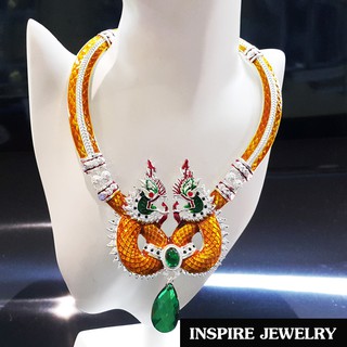 INSPIRE JEWELRY โชคเกอร์คอพญานาคลงยา เครื่องประดับมงคล งานปราณีต งดงาม  ปรับเลื่อนสั้นยาวได้ พร้อมถุงซิบไว้เก็บ