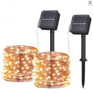 [T&amp;H] Tomshine สายไฟหิ่งห้อย Led 120 ดวง พลังงานแสงอาทิตย์ 12 เมตร IP65 กันน้ํา สีขาวอบอุ่น 8 โหมด สําหรับตกแต่งสวน ปาร์ตี้ 2 แพ็ค