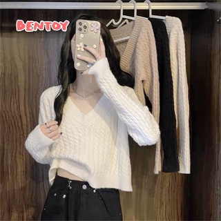 Bentoy(73149)เสื้อสเวตเตอร์ไหมพรม แขนยาว คอวี ผ้านิ่ม ใส่สบายมาก