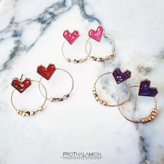 Korea Cute Heart Earrings : ต่างหู ตุ้มหู เกาหลี หัวใจ น่ารัก