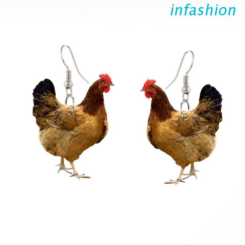 Inf 1 คู่ อะคริลิค เสน่ห์ น่ารัก ไก่ สัตว์ การ์ตูน ต่างหู จี้ เครื่องประดับ สําหรับสุภาพสตรี ตลก ปาร์ตี้ ของขวัญ