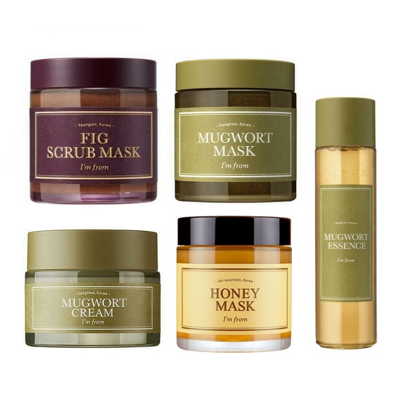 I’m from Fig Scrub Mask 120g / Mugwort Mask 110g, Cream 50g, Essence 160ml / Honey Mask 30g, 120g, G