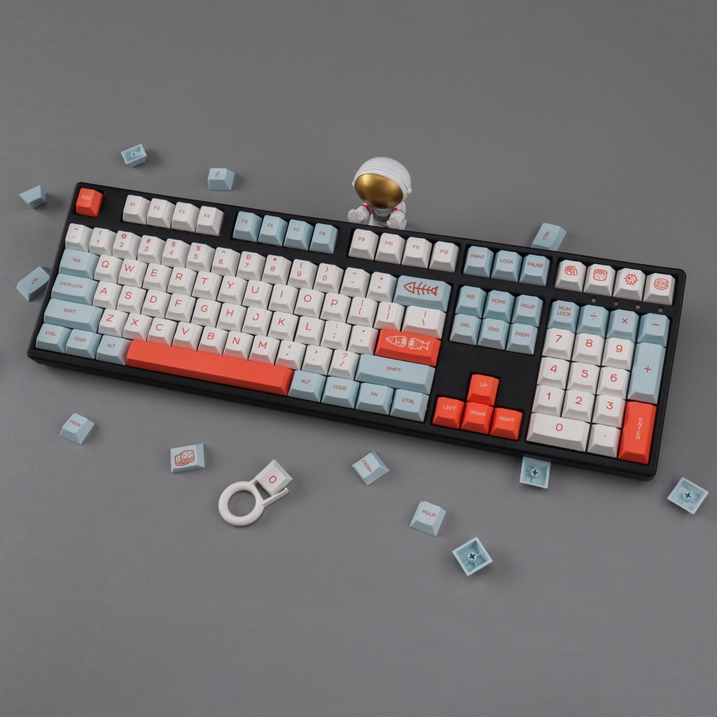 Salmon keycaps cherry profile Dye-Sublimation PBT keycap 129keys #8