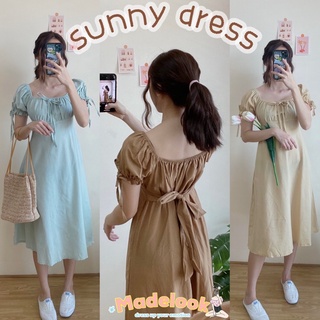 SUNNY DRESS เดรสผ้าฝ้ายแขนตุ๊กตา ใส่เที่ยวทะเล ใส่เที่ยวคาเฟ่ถ่ายรูปสวยๆค่าา