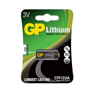 GP CR123A Lithium 3V. ถ่านกระดุมแบบอัลคาไลน์จาก GP เหมาะสำหรับรีโมทและเครื่องใช้ไฟฟ้าขนาดเล็ก