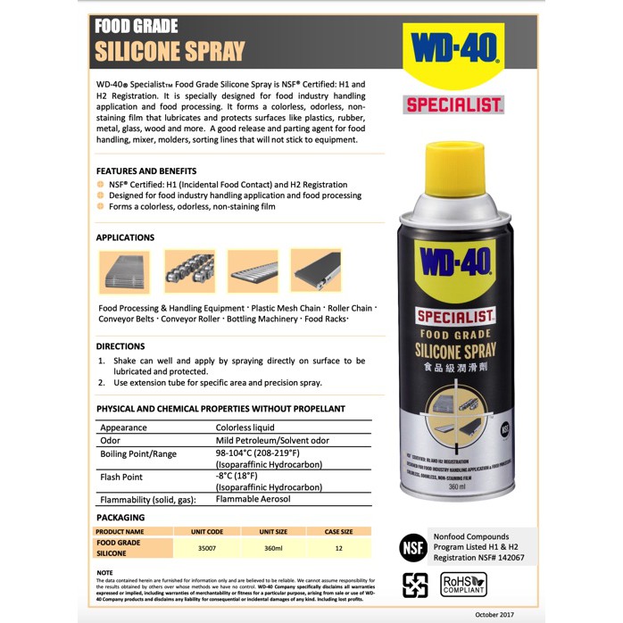 WD-40® Specialist™ Food Grade Silicone Spray 360ml