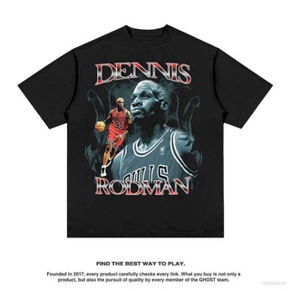 เสื้อยืดแขนสั้น คอกลม พิมพ์ลาย NBA Rodman Fan HQ1 สไตล์อเมริกัน สําหรับผู้ชาย และผู้หญิง QH1