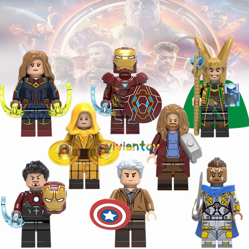 ตัวต่อโลโก้ Captain Marvel Iron Man Loki Thor Marvel Avengers ของเล่นสําหรับเด็ก