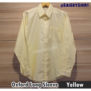 Yellow - เสื้อเชิ้ต แขนยาว ผู้ชาย ทรงไม่เข้ารูป Oxford Long Sleeve Shirt