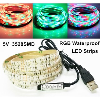 สายไฟ 5 v 3528 rgb led กันน้ํา+รีโมท usb ขนาดเล็ก