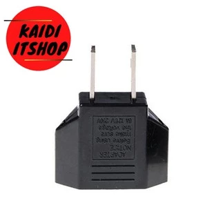 (1 ชิ้น) ปลั๊กแปลงขาแบนเป็นขากลม (สีดำ) plug adapter two round head