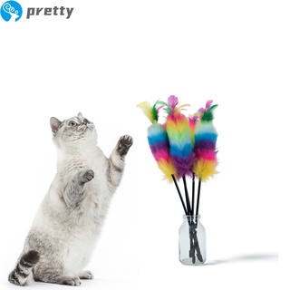 Jazeel Plush Rainbow Cat Interactive  Training  Stick Multifunctional Wear-resistant Bite-resistant Funny Cat Stick Toy