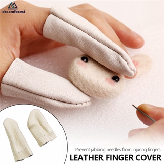 DF Felt DIY Handmade Leather Finger Cover Wool Felting Craft Finger Protection Cover for Beginner