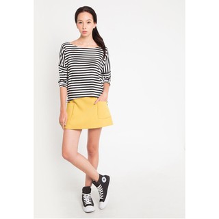 Jezebel เสื้อยืดแขนยาว Fine Stripe Dolman Sleeved