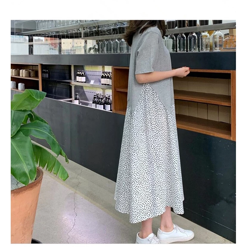 Oladivi Plus ขนาดผู้หญิงเสื้อผ้าแฟชั่นพิมพ์ Patchwork Midi ชุดฤดูร้อนใหม่สบายๆหลวมชุดขนาดใหญ่ Vintage สุภาพสตรีเสื้อผ้าขนาดใหญ่ 853 XL XXL 3XL 4XL 5XL F046 thumbnail 10