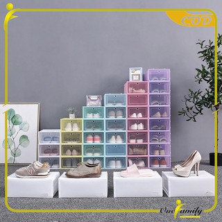 ONE-C158 Kotak Sepatu Lipat Transparan Tebal Shoes Storage Box Organizer Rak Sepatu Plastik Susun