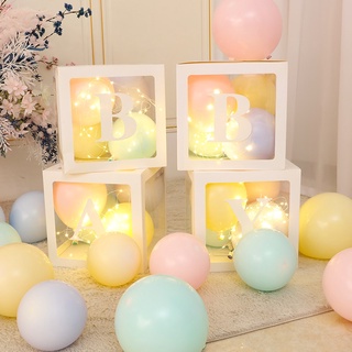 30x30CM Alphabet A-Z Transparent Balloons Box Wedding Anniversary Birthday Party DIY Decorations Box