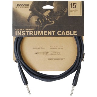 DAddario® สายแจ็คกีตาร์ 4.5 เมตร อย่างดี แบบหัวตรง/หัวตรง รุ่น Classic Series Instrument Cable PW-CGT-15