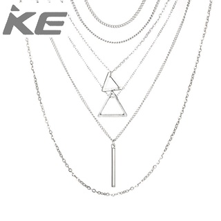 Jewelry Simple Geometric Hollow Triangle MultiNecklace One Word Metal Alloy Necklace for girls