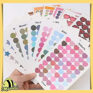 MANINI สติ๊กเกอร์วงกลม Round sticker โทนม่วง สติ๊กเกอร์สี พร้อมส่ง สติ๊กเกอร์วงกลม สามสี ไว้แต่ง ไอดารี บอร์ด มี 3 เฉดสี