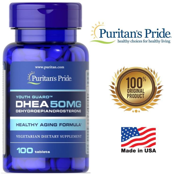 DHEA 50 mg 100 Tablets Puritan pride ต่อต้านริ้วรอย Exp.09/2023 JBdE