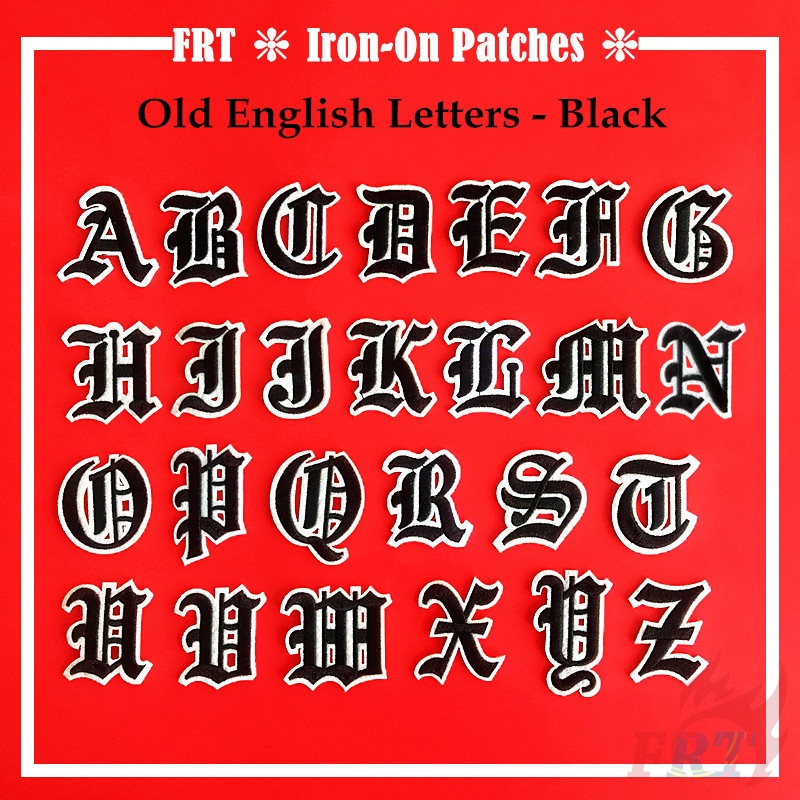 ☸ Old English Letters - Gold Iron-on Patch ☸ 1Pc Diy Iron on/Sew on Badges Patches