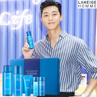 LANEIGE Homme Active Water Duo Set (Include 5 items) ชุดผลิตภัณฑ์บำรุงฟื้นฟูปลุกความสดชื่นให้ผิวหน้าผู้ชายสูตรพรีเมี่ยม