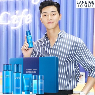 LANEIGE Homme Active Water Duo Set (Include 5 items) ชุดผลิตภัณฑ์บำรุงฟื้นฟูปลุกความสดชื่นให้ผิวหน้าผู้ชายสูตรพรีเมี่ยม