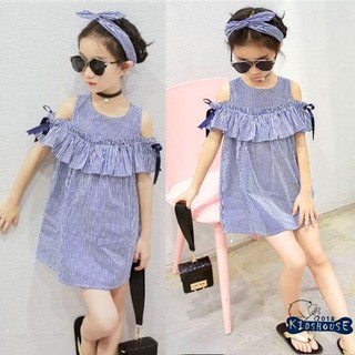 .HE-เสื้อผ้าเด็กผู้หญิงเสื้อผ้าชุดเดรสด้านบน Off-Shoulder พรรคชุด Sundress