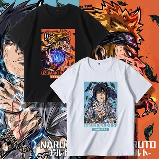 Naruto เสื้อยืด Naruto Uchiha Sasuke Itachi Kakashi น้ำแบรนด์เสื้อผ้านักเรียนหลวมแขนสั้นชาย bh