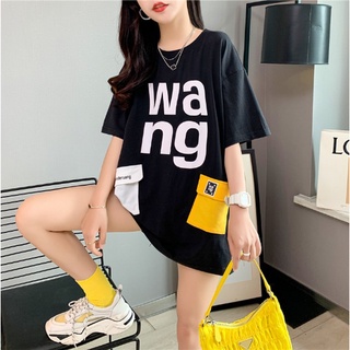 เสื้อแขนสั้นโอเวอร์ไซต์ WA NG (ดำ) พร้อมส่งในไทย