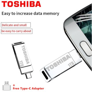 แฟลชไดรฟ์โลหะกันน้ํา toshiba 1tb usb 2 . 0+ตัวแปลง type - c