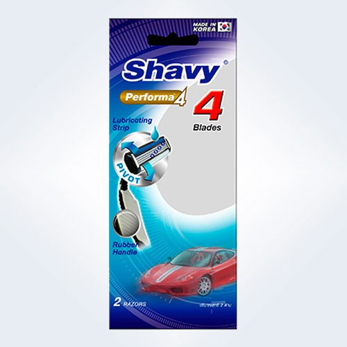 Shavy Performa4 / เชฟวี่ มีดโกน 4 ใบมีด 2ด้าม/ห่อ