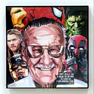 Stan Lee สแตนลี Marvel มาร์เวล Iron man Spiderman Avengers อ​เวนเจอร์​ รูปภาพติดผนัง​ pop art กรอบรูป แต่งบ้าน ของขวัญ