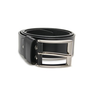 Brown Stone Full Grain Genuine Leather Belt Black City Oxford Single Rod - Silver Buckle