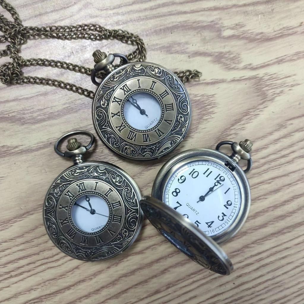 นาฬิกาพ็อกเก็ตดีไซน์ขนาดคู่ตัวเลขโรมันวินเทจ Timeless Elegance