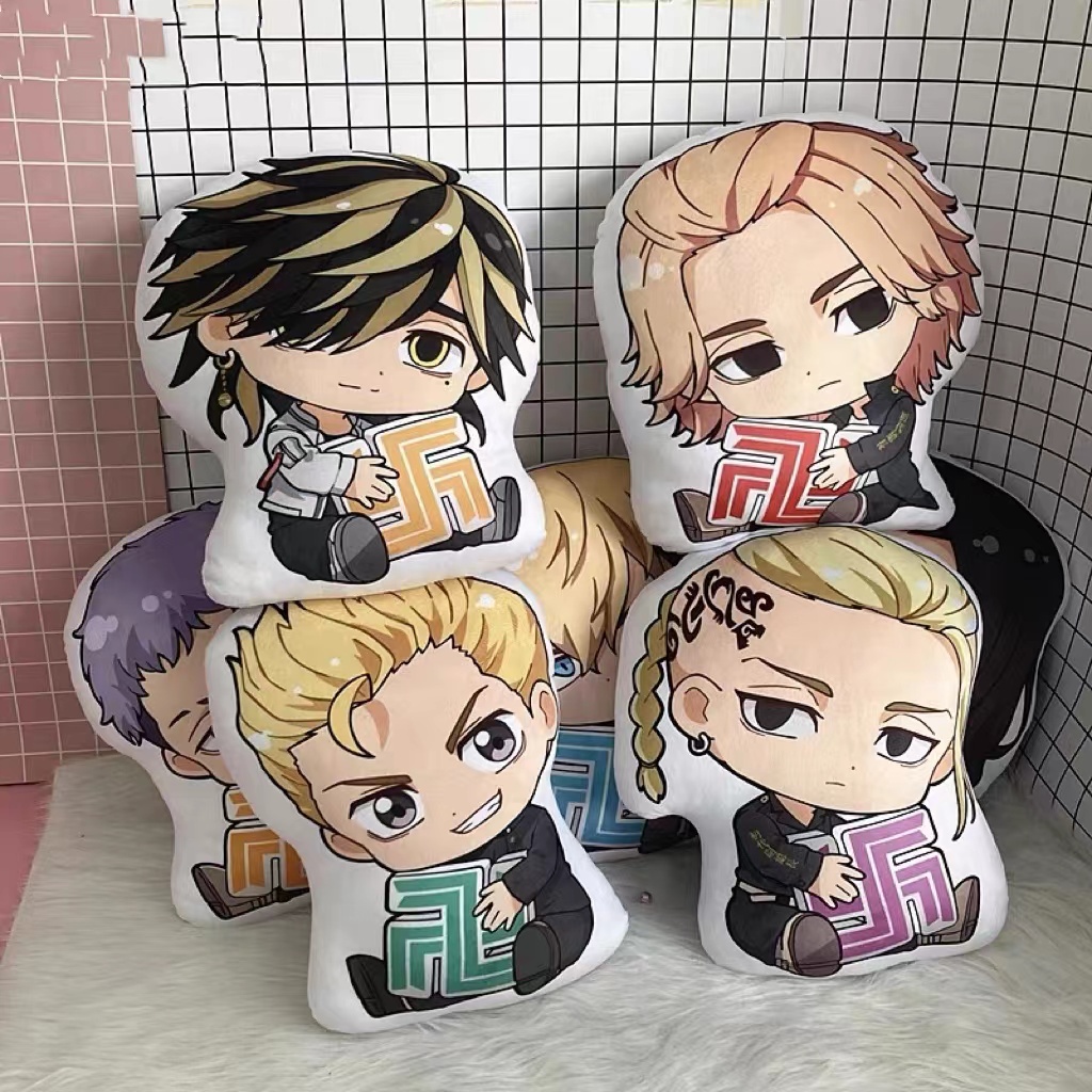 40CM Tokyo Revengers Pillow Plush Doll Stuffed Toys Tokyo Manji Gang Mikey Draken Bedroom Home Decor