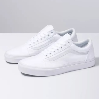 Oldskool Full White Classic Vans Old Skool รองเท้าผ้าใบลําลองสําหรับผู้ชายผู้หญิง