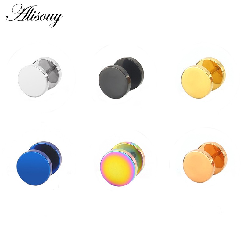 ผู้ชายเย็นพังก์รอบสีดําสแตนเลสหูสตั๊ดต่างหูเจาะ3มิลลิเมตร-16มิลลิเมตร ราคา ถูกที่สุด ดีลบีเคเค แกลเลอรีภาพที่ 2
