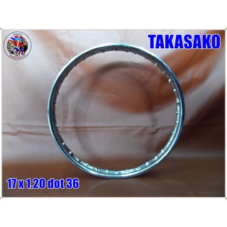 วงล้อเหล็ก (ชุบโครเมียม) TAKASAKO 17 x 1.20 dot 36 รู สำหรับมอเตอร์ไซค์ทั่วไป