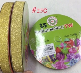 ริบบิ้นกากเพชร Tw502🎀 เบอร์2/12มิล(50หลา) มาใหม่สีพิเศษสดมากๆ กากเพชรทึบ