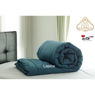 Lapine ผ้านวมขนห่านเทียมพร้อมเย็บปลอก500เส้นในตัว สีน้ำเงิน  3.5ฟุต ผ้า Supersoft cotton USA กันไรฝุ่น เกรดโรงแรม5ดาว