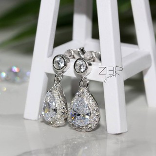 ต่างหูเงินแท้ 925 ประดับพลอยCZ Earring Silver 925 With Cubic Zirconia-(E33170099)