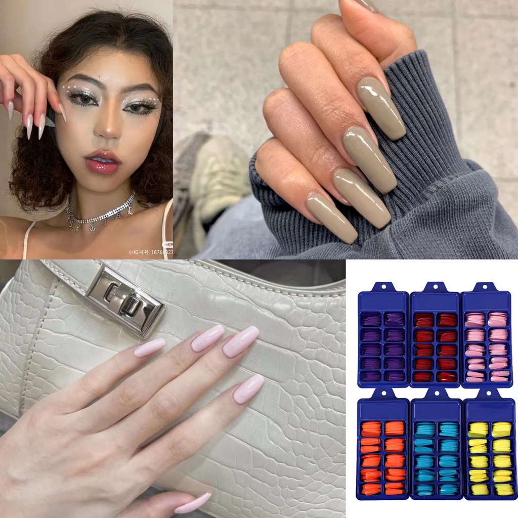 เทปกาวติดเล็บปลอม เล็บปลอมอะคริลิค แบบเต็มรูปแบบ สําหรับตกแต่งเล็บ DIY จํานวน 100 ชิ้น