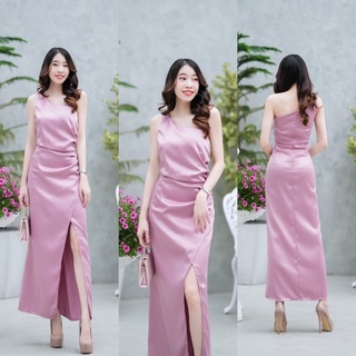 hbstation.shop เสื้อผ้าผู้หญิง Dressออกงาน สีชมพู พร้อมส่ง