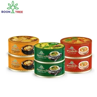 บุญทรี อาหารพร้อมทาน 6 แพ็ค (แกงมัสมั่นไก่,แกงเขียวหวานไก่,แกงเผ็ดไก่) 185 กรัม - Boon Tree Brand