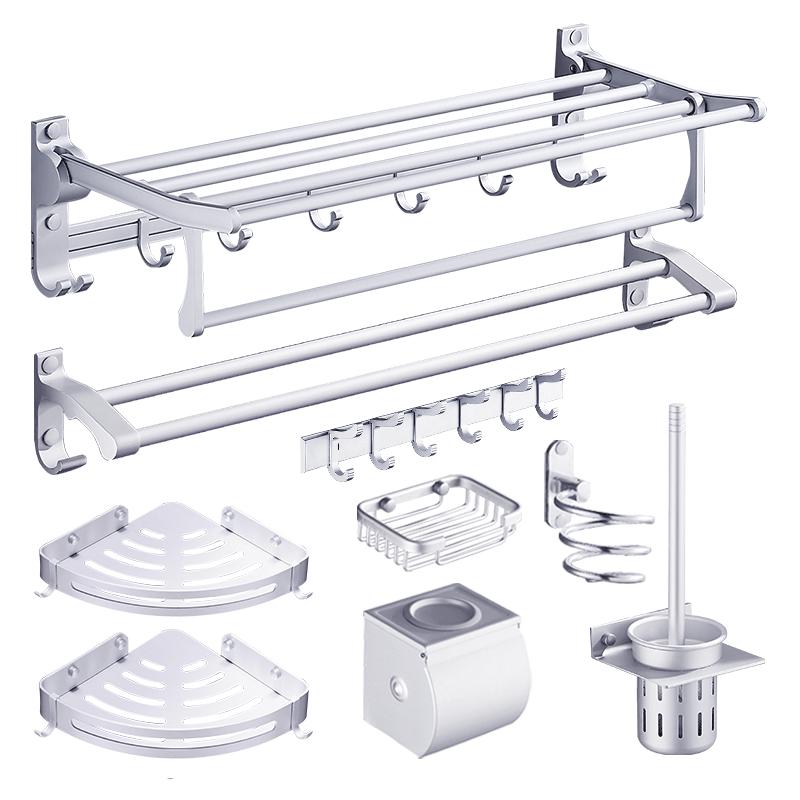 ชั้นวางผ้าเช็ดตัวอวกาศอลูมิเนียมชั้นวางผ้าเช็ดตัวห้องน้ำหมัดฟรีห้องน้ำฮาร์ดแวร์ห้องน้ำชั้นจี้ชุดแขวนผนัง