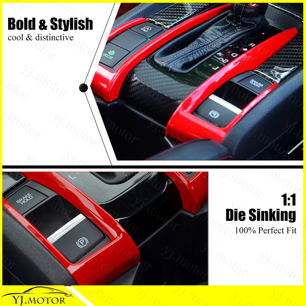 2016-2020 Honda Civic FC แผงครอบเกียร์ ฝาครอบแผงเกียร์ แบบครึ่ง Gear Panel Cover Gear Shift Panel Frame Cover Trim ราคา ถูกที่สุด ดีลบีเคเค แกลเลอรีภาพที่ 4